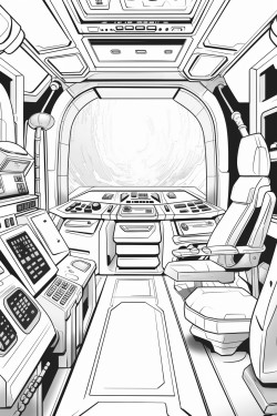 spaceship cabin bed screens desktop space futuristic detail