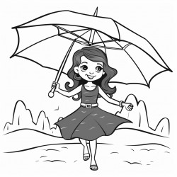 female vampire in bikini lyingunder umbrella at the beach