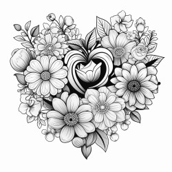 heart shaped pattern all flowers doodle