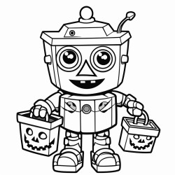 robot halloween with candy simple