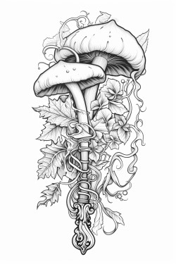 magic wand leaves mushrooms filligree