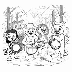 zoo animals playing musical instruments