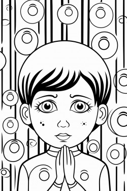 crea un mono para colorear que tenga las lneas del contorno punteadas