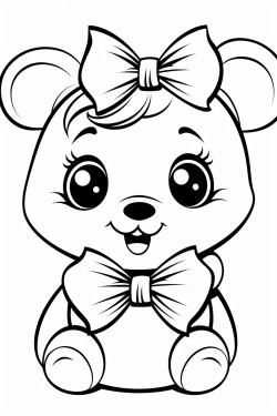 panda with a bow  a cute panda with a big cheerful bow on its head