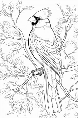 red cardinal in a tree in winter