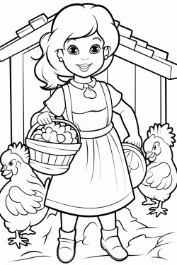 girl with chickens