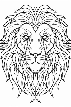 bw coloring book page lions at the desert solid outer line solid white background