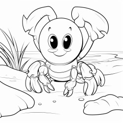 cute baby lobster with big eyes at the beach