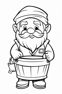 a cute dwarf carrying a wooden bucket