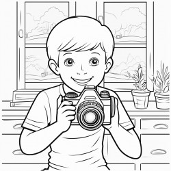 make a coloring page about photography for 4th graders