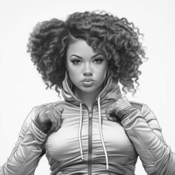 woman with afro boxing