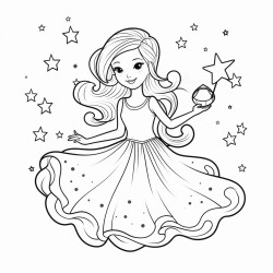 a beautiful older teen tooth fairy flying surrounded by stars