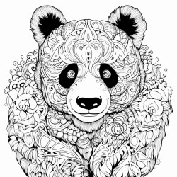 un panda qui mange un banbou