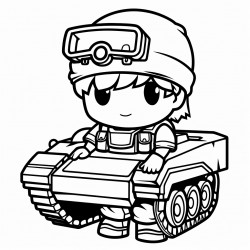 soldier and tank chibi style easy coloring for kids