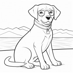 labrador dog wearing sunglasses posing for a photo looking ahead in a sitting position