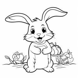 a cute rabbit carrying a carrot on a farm