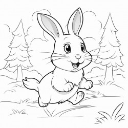 a rabbit running in the forest
