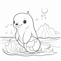 a cute icelandic harbor porpoise playing with ball