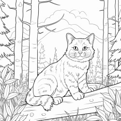 a curious cat exploring an enchanted forest