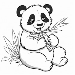 a panda eating bamboo enjoying it