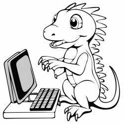 a lizard typing on a keyboard