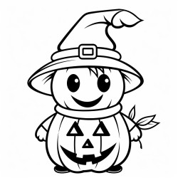 cutesy halloween picture with bold lines and easy to color