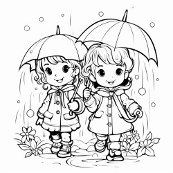 kids playin in garden wearing raincoats with fairies