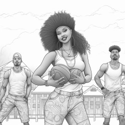 adults with african american features playing kickball