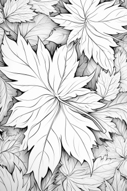 realistic maple leaf pattern across the whole page no shadows lots of leaves