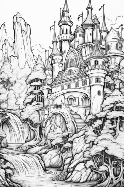 coloring dragon forest castle