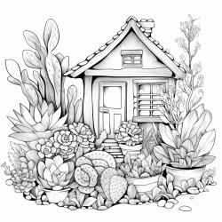 succulent garden surrounding cosy cute home