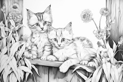 kittens playing in backyard