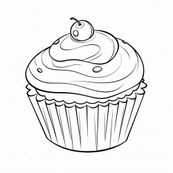 a muffin with clear spaces for coloring no background and minimal detail