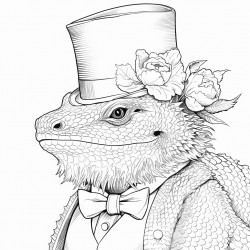 a bearded dragon wearing a fancy hat