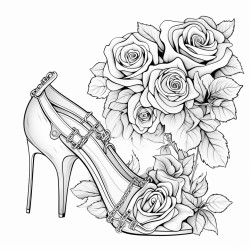 high heels a purse and roses