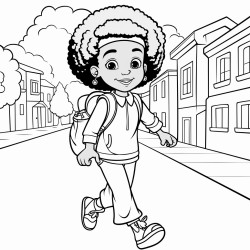a afro girl going to school