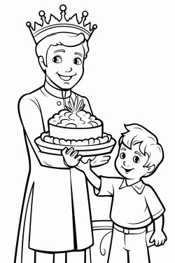 un roi avec une couronne et un serviteur avec un tablier le dessin doit montrer quecelui qui veut devenir grand parmi vous sera votre serviteur