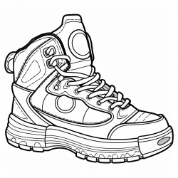 a basketball shoe featuring a hockey puck design and a winter sports theme