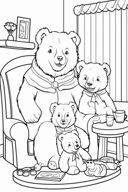 bear family in the room