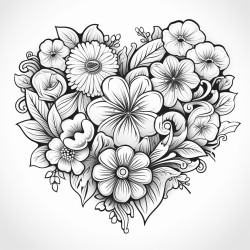heart shaped pattern all flowers doodle