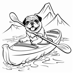 kayak with pug inside going down steep waterslide