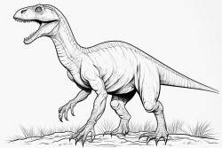 coloring page full body velociraptor high detailed thick line white background