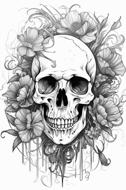skull with roses