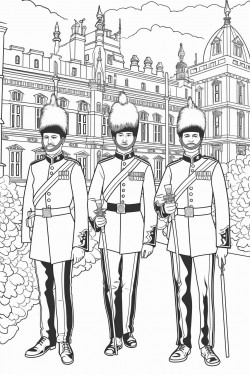 united kingdom kings guards in changing ceremony