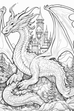 coloring dragon forest castle