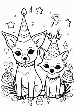 a fox and a deer celebrating their birthdays