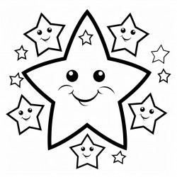 a big star in the middle surrounded by smaller stars
