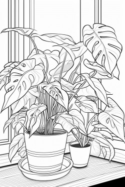 philodendron billietiae on a tabletop next to a window