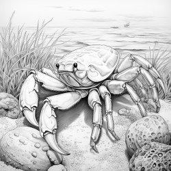 realistic hermit crab with a coconut as a shell