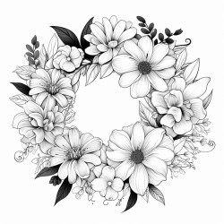 floral wreath with white space in the middle